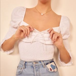 NEW Reformation Haven top white blouse M